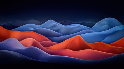Naklejka premium Abstract Digital Art Landscape With Colorful Mountains