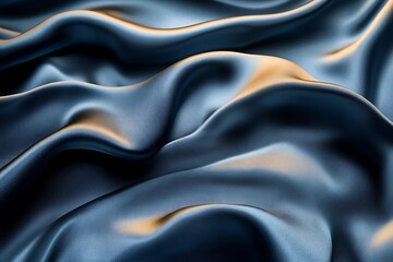 Fototapeta premium Elegant blue silk fabric draped in soft waves, creating a luxurious and calming ambiance