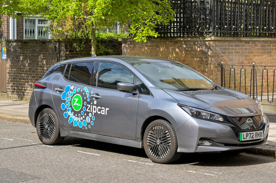 London, England, UK - 23 August 2023: Car operated by Zipcar as part of a vehicle rental sharing system in central London