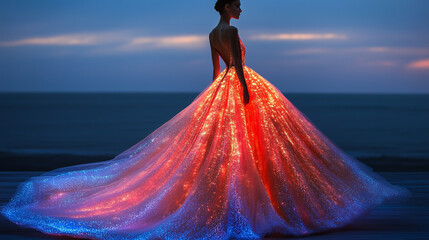 Futuristic LED Evening Dress at Glamorous Event