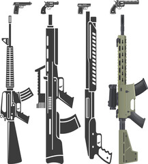 Military Assault Rifle Silhouette Vector