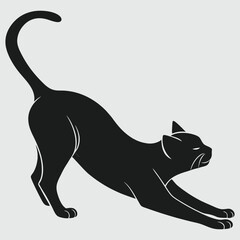a cat stretching silhouette vector design art and illustration