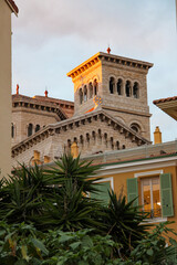 evening view of the architecture of St Nicholas Cathedral (Monaco)