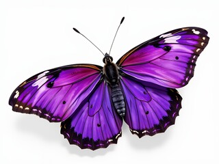 Obraz premium Vibrant Purple Butterfly Wings Isolated on White Background Detailed Macro Insect Photography