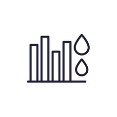 Rainfall graph icon on white, line vector