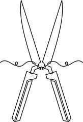 One line art Scissors tool vector illustration. line art, one continuous line, simple, hand drawn and sketch style. for icons, symbols, signs or logos. PNG