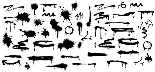 Grunge Ink Symbols, Paint Strokes & Splatter Effects – Abstract Artistic Brush Textures