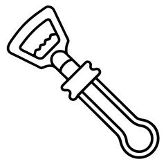 Wine Opener Icon in Vector Line Style