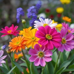 Fototapeta premium Vibrant Garden Blooms Signifying Spring's Arrival