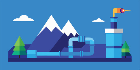 Low Poly Petroleum Gas Pipeline – Petrochemical Finance and Ecology Concept Illustration

