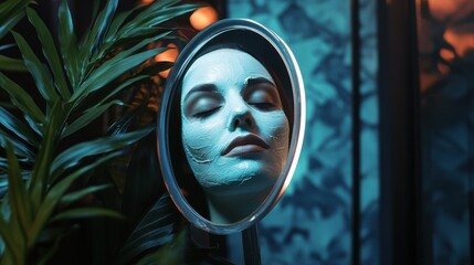 Woman in mask on face in spa beauty salon