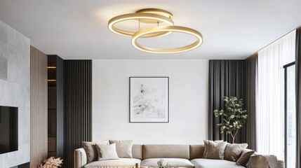 Modern gold ring ceiling lights in living room