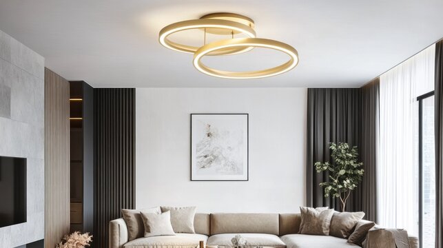 Modern gold ring ceiling lights in living room