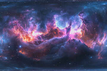 Colorful nebula in deep space with vibrant gases and stars visible in the cosmic background