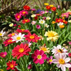 Obraz premium Vibrant Blossoms Signifying the Season of Renewal in a Lush Garden