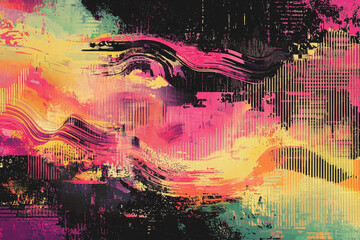 Obraz premium Colorful abstract paint background featuring vibrant swirls and textures in a dynamic artistic composition