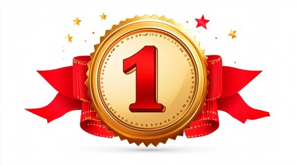Another version of an award ribbon gold icon with a first-place design.