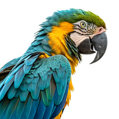 Fototapeta premium colorful macaw parrot with vibrant feathers, Isolated on transparent background, Png.