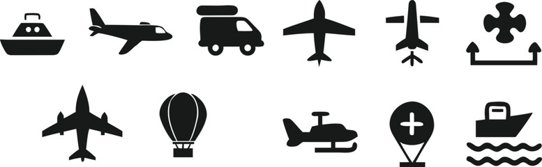 Vector Icons of Various Transportation Methods