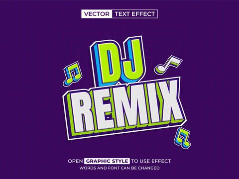 dj remix editable text, font effect, 3d text for title