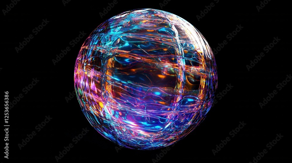 Poster abstract ai globe on dark background. artificial intelligence and metaverse concept. 3d rendering