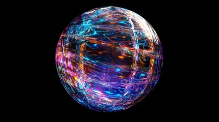 Abstract AI globe on dark background. Artificial intelligence and metaverse concept. 3D Rendering