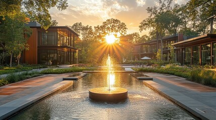 Sunset Serenity: A Modern Oasis at Golden Hour