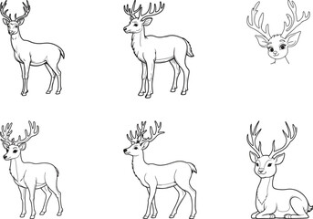 set of deer vector bundle , set of deer  shilahoutte on white background 