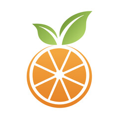 Fresh Orange Logo Design with Green Leaves design.
