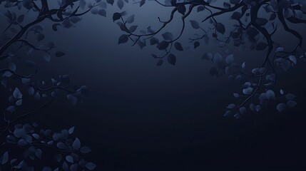 Night forest leaves frame, dark background, nature design