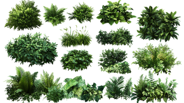 Diverse Collection of Lush Green Plants and Foliage for Design Use