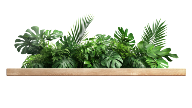 Lush Greenery in Wooden Planter for Modern Interior Decoration