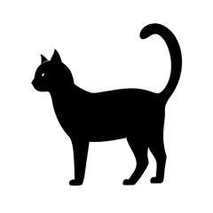 A bold and mysterious black cat icon, symbolizing elegance and curiosity. Ideal for Halloween themes, fashion brands, or mystical designs.