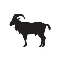  vector of black silhouette of goat