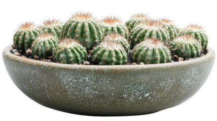 Decorative Green Cactus Arrangement in Round Stone Planter