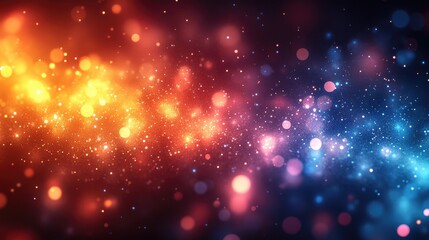 "Retro Illumination Effect with Lens Flare Filter. Photo Blur Glow Overlay, Bokeh Sunlight Glare Leak, and Defocused Orange, Blue, and White Light Abstract Background."