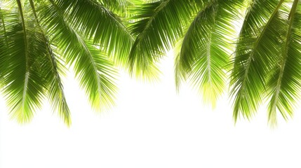 Fototapeta premium Lush Green Palm Leaves Against a Bright White Background Creating a Tropical Atmosphere