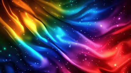 Fototapeta premium Vibrant Rainbow Gradient with Smooth Waves and Shimmering Sparkles on an Abstract Background