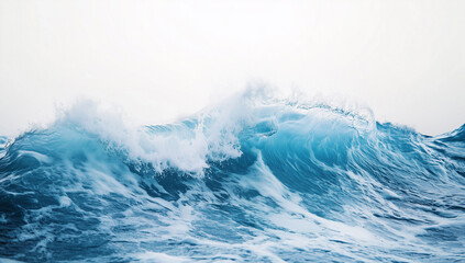 Blue water splashes and drops on a white background