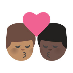 Kissing Faces Minimalist Clipart Illustration | Two Heads with Heart Isolated on White Background