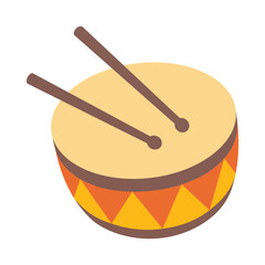 Drum with Drumsticks, Clipart Illustration | Musical Instrument Isolated on White Background