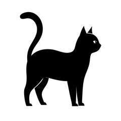 A bold and mysterious black cat icon, symbolizing elegance and curiosity. Ideal for Halloween themes, fashion brands, or mystical designs.