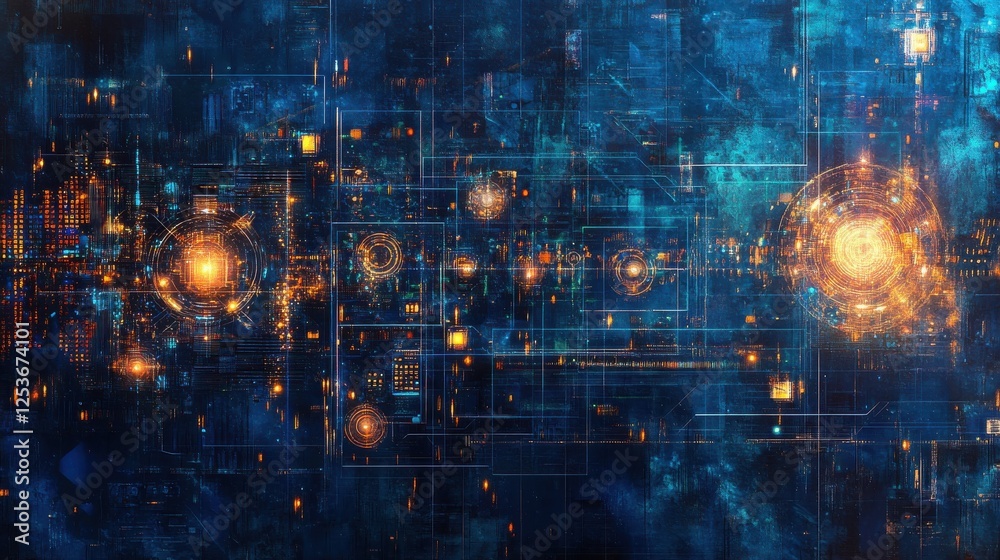 Poster cryptocurrency blockchain network background. bright glowing symbols. futuristic big data informatio