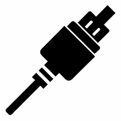 Black Silhouette Cable Plug Vector