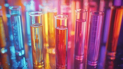 vibrant test tubes filled with colorful liquids for scientific experimentation