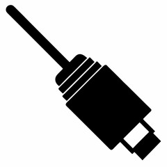 Black Silhouette Cable Plug Vector