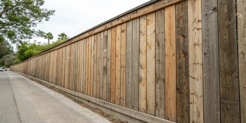 weathered wood wall with muted brown and tan undertones, earthy tones, worn finishes, muted shades, outdoor elements