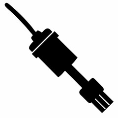 Black Silhouette Cable Plug Vector