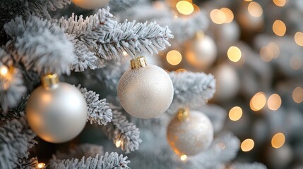 Softly Illuminated Interior with Beige and White Decor Highlighted by Blurry Christmas Tree Lights