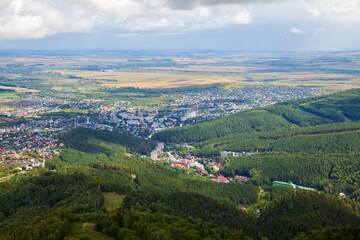 Aerial view of Belokurikha town from the Mount Tserkovka